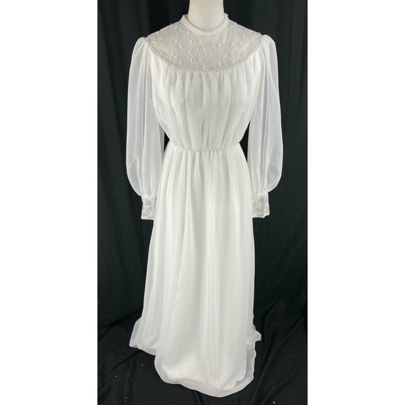 Alessandro Bridals Dresses & Skirts - Alessandro Bridals Vtg 60s Union Wedding Dress Beaded Lace Boho Hippie Chiffon